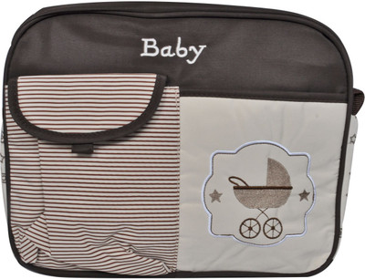 

EZ Life Baby Diaper Carry Bag - Stripes - 6 Compartment - Waterproof - Medium - Nylon - Brown Baby Diaper Carry Bag(Brown)