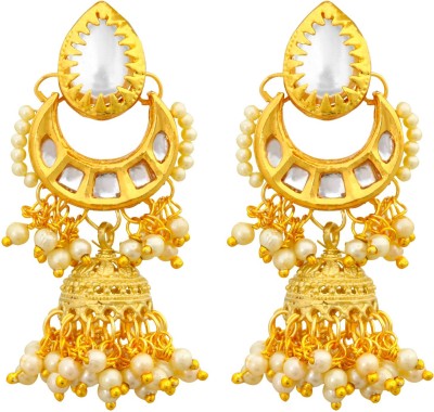 ACCESSHER Designer Vilandi Kundan and pearl Earrings for women Copper Stud Earring