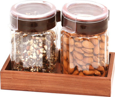 

Ghasitaram Gifts Hampers-Set of 2 Almonds, Englsih Brittles Chocolates Air Tight Containers with Wooden Tray Combo(4)