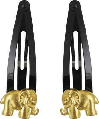 

AccessHer Beads Stones Used Black tic tac pins with elephant beads Hair Clip(Multicolor)