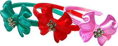 

Proplady Partywear Stylish (Pack of 3) Rhinestone Stud Bow Hair Band for Girls & Women|Wedding Hair Accessories|Designer Hair Band, Head Band, Hair Accessory Set(Multicolor)