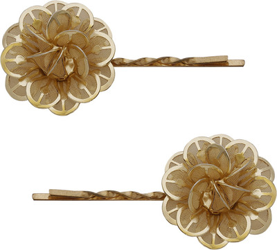AccessHer Metal Flower bobby pins Hair Clip(Gold)
