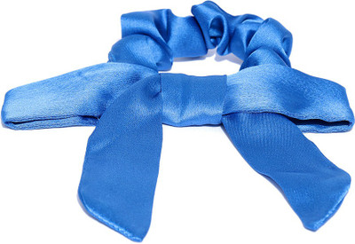 Tarbiya Kraft Women Satin Scrunchie Bow Rubberband Rubber Band(Blue)