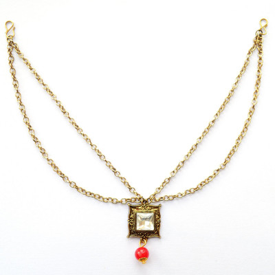 

Pretty Ponytails Gold and Red Ethnic Matha Patti, Wedding Hair Accessories, Gold Hair Chain Hair Chain(Gold, Red)