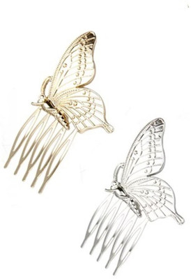 

MYKI Women's Bridal Vintage Butterfly Alloy Hair Comb Headwear Party Fashion Jewelry (1Pair-Silver & RoseGold) Hair Pin(Silver, Gold)