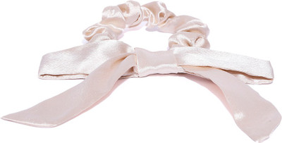 Tarbiya Kraft Women Satin Scrunchie Bow Rubberband Rubber Band(Beige)