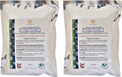 

green junction Natural Indigo Powder 200 Gms Pack ( 2 pack of 100 Gms ) Hair Color(Black, Blue, Brown)