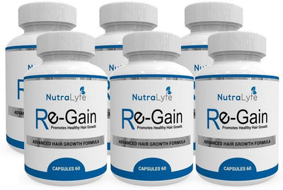 

Nutralyfe Hair Regain - All Natural Hair Supplement For Healthy Hair - 60 Veg Capsules (Pack of 6)(480 g)
