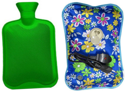 

CRETO Deluxe Pain Reliever 2 Pack of Electric Hot water bag and Non Electric Hot Water Bottle 1 L Hot Water Bag(Multicolor)