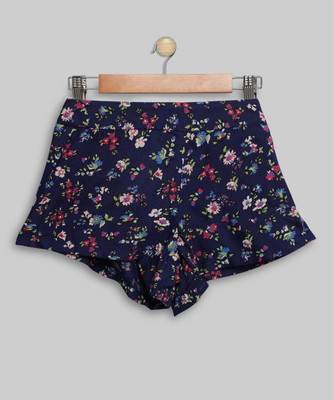 

United Colors of Benetton Short For Girls Casual Printed Cotton(Dark Blue, Pack of 1, 901