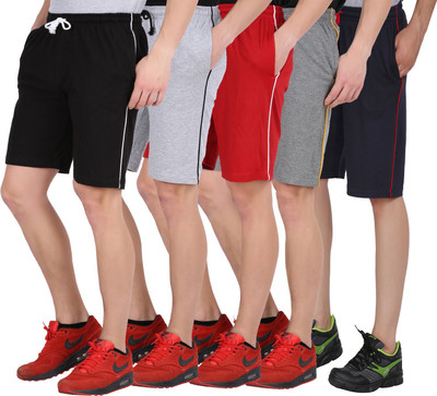 CHECKERSBAY Short For Boys & Girls Casual Solid Cotton Blend(Multicolor, Pack of 3)
