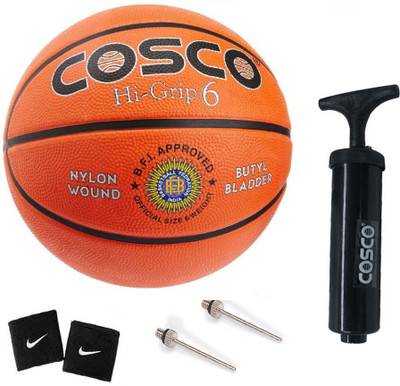 

Cosco Hi-Grip Basketball ( Size-6 ) With Basketball Pump, 2 Band Basketball Kit