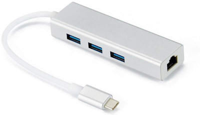 

LipiWorld Type c to 3-Port USB 3.0 Hub with RJ45 LAN Adapter for MacBook/Pro/iMac/ChromeBook/Pixel/More Type-C Devices Lan Adapter(10 Mbps)