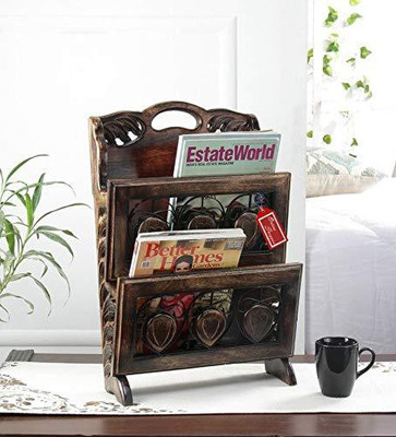 

Onlineshoppee 2 Compartments Wooden Magazine Holder(Brown)