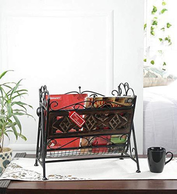 

Onlineshoppee 1 Compartments Wooden, Iron Magazine Holder(Brown)