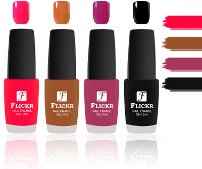 

Flickr Evergreen Nail Polish Combo With Single Coat Application Sweet Red,Brown,Purple,Black(Pack of 4)