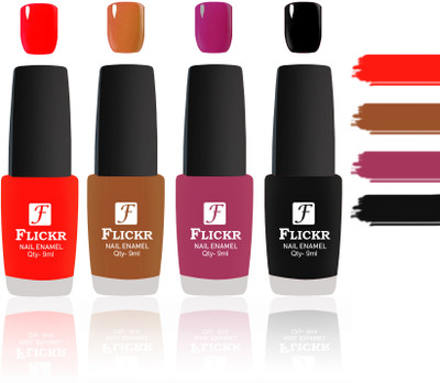 

Flickr Evergreen Nail Polish Combo With Single Coat Application Red,Brown,Purple,Black(Pack of 4)