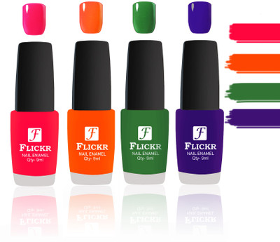 

Flickr Evergreen Nail Polish Combo With Single Coat Application Sweet Red,Orange,Green,Blue(Pack of 4)