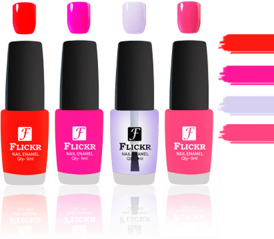 

Flickr Evergreen Nail Polish Combo With Single Coat Application Red,Pink,Transparent,Peach(Pack of 4)
