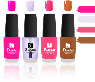 

Flickr Evergreen Nail Polish Combo With Single Coat Application Pink,Transparent,Peach,Brown(Pack of 4)