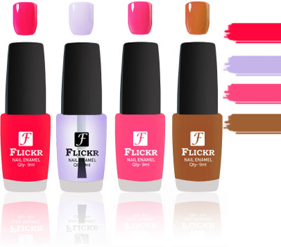 

Flickr Evergreen Nail Polish Combo With Single Coat Application Sweet Red,Transparent,Peach,Brown(Pack of 4)