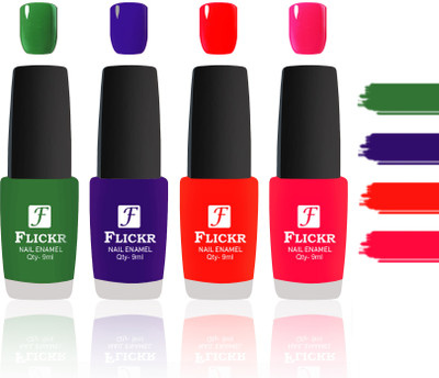 

Flickr Evergreen Nail Polish Combo With Single Coat Application Green,Blue,Red,Sweet Red(Pack of 4)