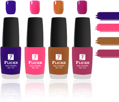 

Flickr Evergreen Nail Polish Combo With Single Coat Application Blue,Peach,Brown,Purple(Pack of 4)