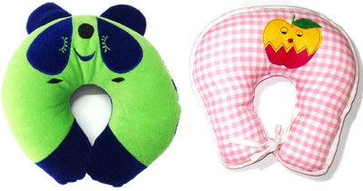 

EasyShop U shape 1 is Cotton and 1 is Valvet_Cartoon Neck Support baby Pillow for Children,made with best quality fabric with good looking_Pack of 2, Neck Pillow(GREEN, PINK)