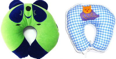 

EasyShop U shape 1 is Cotton and 1 is Valvet_Cartoon Neck Support baby Pillow for Children,made with best quality fabric with good looking_Pack of 2, Neck Pillow(GREEN, BLUE), Blue;green
