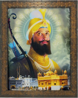 Indianara SRI GURU GOBIND SINGH JI (1652) Digital Reprint 13 inch x 10.6 inch Painting(With Frame)