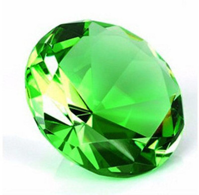 VR Creatives Diamond Shape Green Color Crystal Glass Paper Weights with Clear Finish Crystal, Diamond Paper Weights  with Clear(Set Of 1, Green)