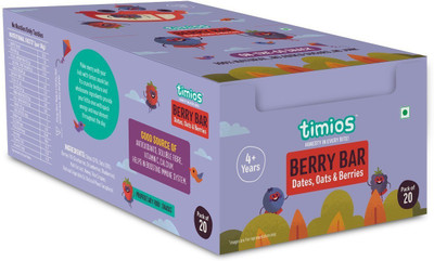 

timios Berry Bar, Healthy Snack for Kids, 100% Natural Energy Bar for Children Pack of 20 Protein Bars(600 g, nuts)