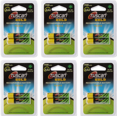

Tuscan GOLD AAA 1100mAh 6 Pack (12Pcs) Rechargeable Ni-MH Battery