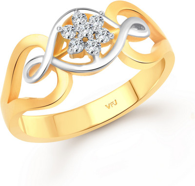 VIGHNAHARTA Seven Diamond Twist Alloy, Brass Cubic Zirconia, Crystal Gold Plated Ring