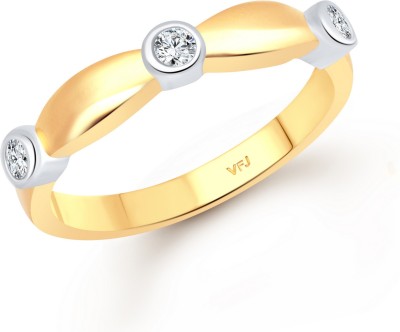 VIGHNAHARTA Three Diamonds Band Alloy, Brass Cubic Zirconia, Crystal Gold Plated Ring