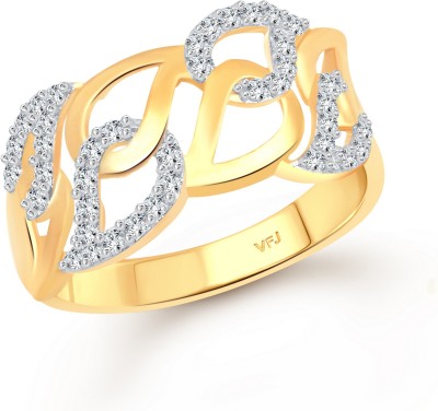 VIGHNAHARTA Bridal Pan Shape Alloy, Brass Cubic Zirconia, Crystal Gold Plated Ring