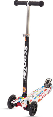 

Baybee Doodle Skate Scooter for Kids 2 Wheel Lean to Steer 3 Adjustable Height with Rear Brake and Suspension | 7 LED Flashing Light up wheels with 75 Kg Weight Capacity Outdoor Toy Scooter(White)