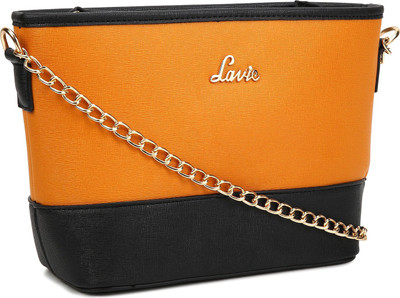 

Lavie Women Casual Tan, Black PU Sling Bag, Black;tan