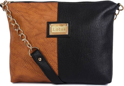 

Wrodss Women Casual Black, Brown PU, Cotton Sling Bag