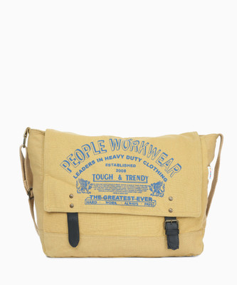 People Men & Women Casual Beige Canvas Sling Bag