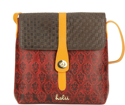 

Holii Women Casual Red, Brown Leatherette Sling Bag, Brown;red