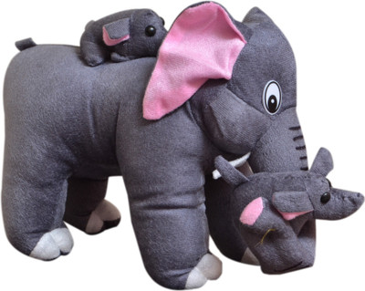 adhrit souvenir Elephant With Babies - Grey  - 30 cm(Grey)