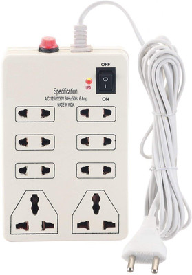 

madhram Mini strip Extension Board | mini strip 8 plug point extension | Suitable for household, office, computer and its peripherals | LED Indicator, Universal Socket, Fuse and Master Switch Technology White (2.5 meter Wire) 8 Socket Surge Protector(Whit