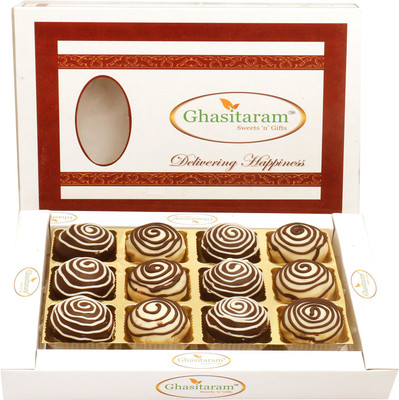 

Ghasitaram Gifts Sweets-Chocolate Galaxy Cashew Laddoos in White box(350 g, Box)