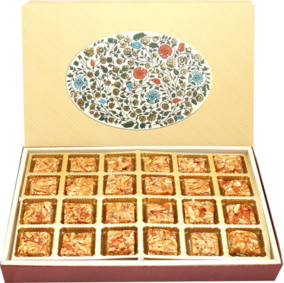 

Ghasitaram Gifts Sweets-Eco Print 24 Pcs Roasted Almond Bites Box(480 g, Box)