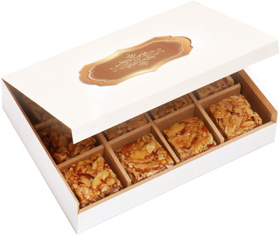 Ghasitaram Gifts Sweets-Wooden 12 Pcs Roasted Almond Bites Box(240 g, Box)