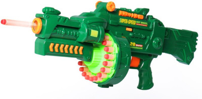 

TOYGALAXY blaze storm automatic machine gun with 40 soft bullets battery operated(rechargeable)(Green)