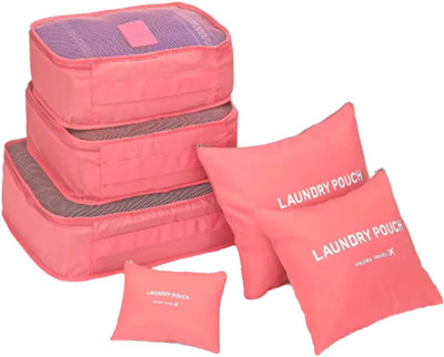

PackNBuy 6 Pc Set Travel Organizer Clothes Luggage Bag Cosmetics Makeup Laundry Pouch(Orange)