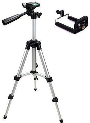 

LIFEMUSIC Portable Adjustable Aluminum Lightweight Camera Stand With Three-Dimensional Head & Quick Release Plate and Mobile phones Tripod(Multicolor, Supports Up to 900)