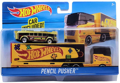 

Hot Wheels New 2018 Hotwheels Pencil Pusher Vehicle Truck & School Bus Car Set w/Detachable Cab New(Multicolor)
